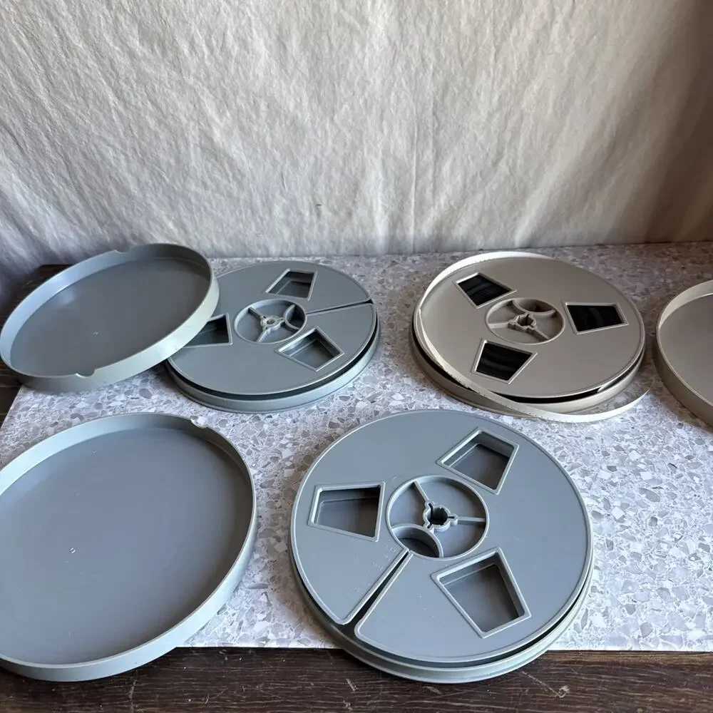 Lot Of 3 7” Plastic Film Cans One Has Film Super 8